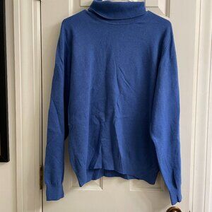 Vintage Land's End 100% Cashmere Blue Turtleneck Sweater